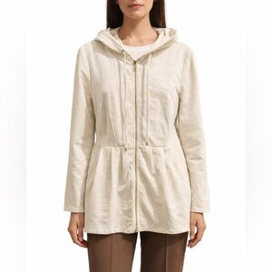 Boston Proper Chic Cream Peplum Utility Jacket for Women Cute Casual